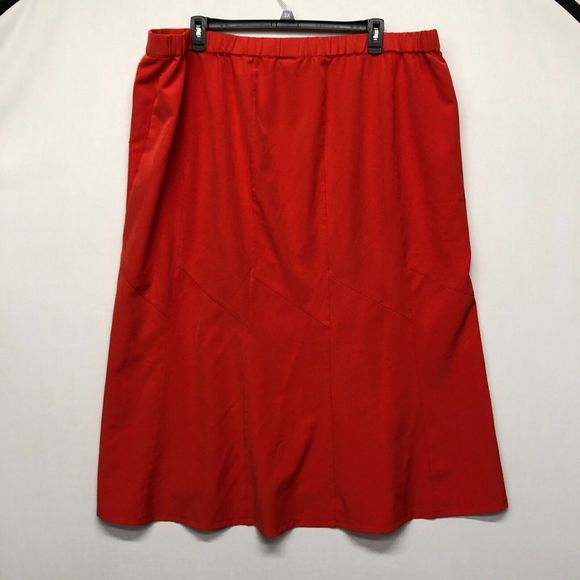 Catherines Black Label Women Skirt Plus Size 3X Flare Midi Red B242 -14 - Picture 12 of 16